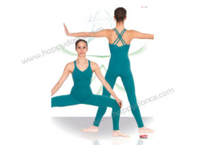 Maillot de Ballet Entero Clasico, con Doble Tirante Fino Cruzados en la Espalda y con Frunce