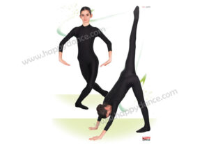Maillot Entero de Ballet con Manga Larga, Cuello Alto con Cremallera y Pie