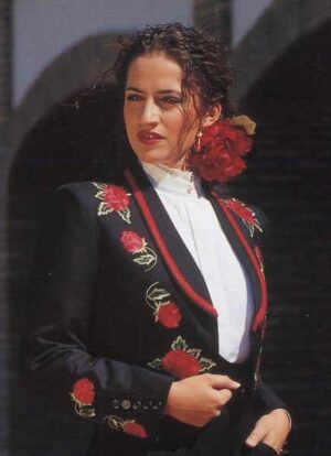Chaqueta Campera Negra con Rosas Bordadas