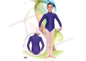 Maillot de Ballet Clásico de Manga Larga con Cuello Alto y Cremallera