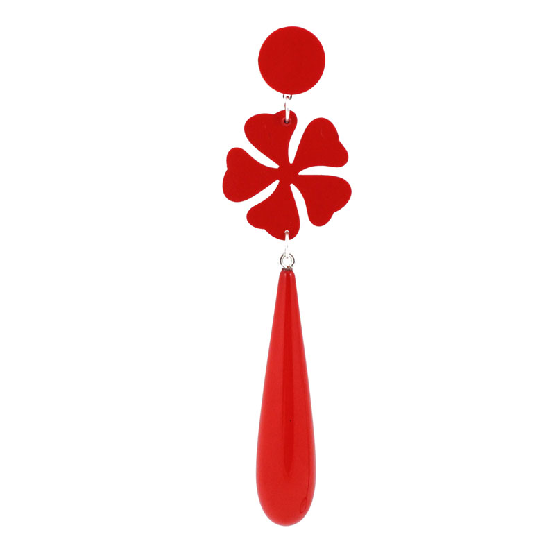 Pendientes Flamencos en Forma de Lágrima con Trébol de 5 Hojas(Varios Colores)